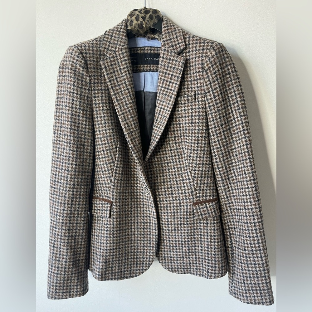 Zara Brown Houndstooth Blazer